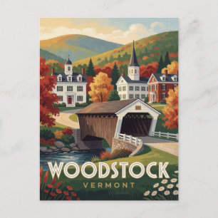 Woodstock Vermont Covered Bridge Travel Postcard
