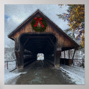 Woodstock Vermont Snowy Holiday  Poster