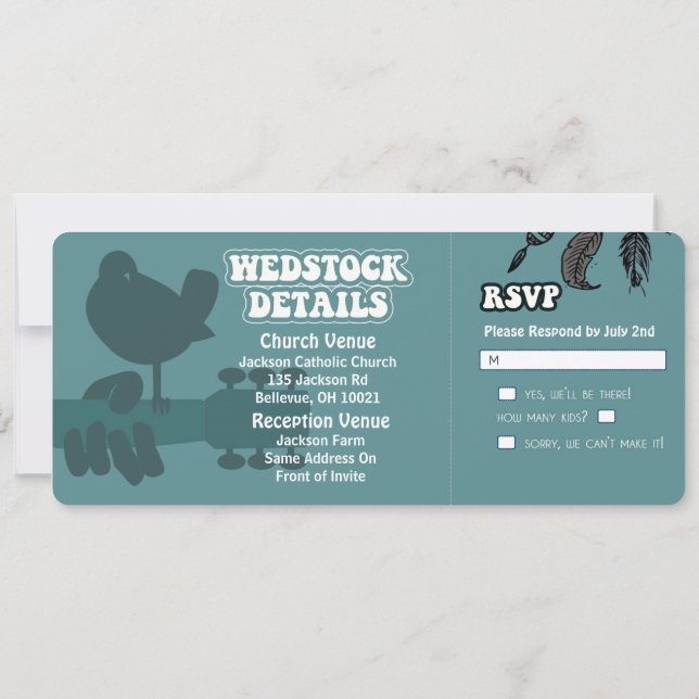 Woodstock-Wedstock Wedding Invitations (Back)