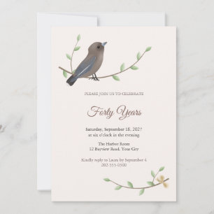 Woodswallow Bird Anniversary Party Invitation