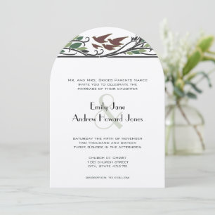 Woodsy Art Nouveau Vintage Bird Wedding Invites