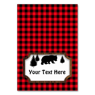 Woodsy Bear Food or Name Folding Table Party Tag Number