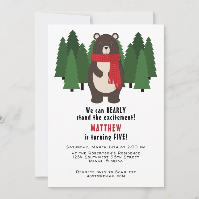Woodsy Bear Invitation (Front)
