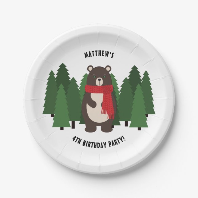 Woodsy Bear Paper Plate (Front)