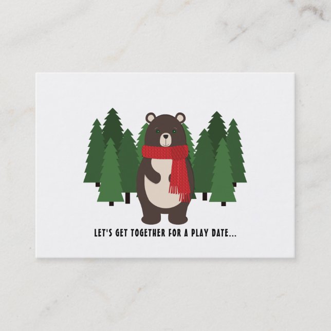 Woodsy Bear Play Date cards (Front)