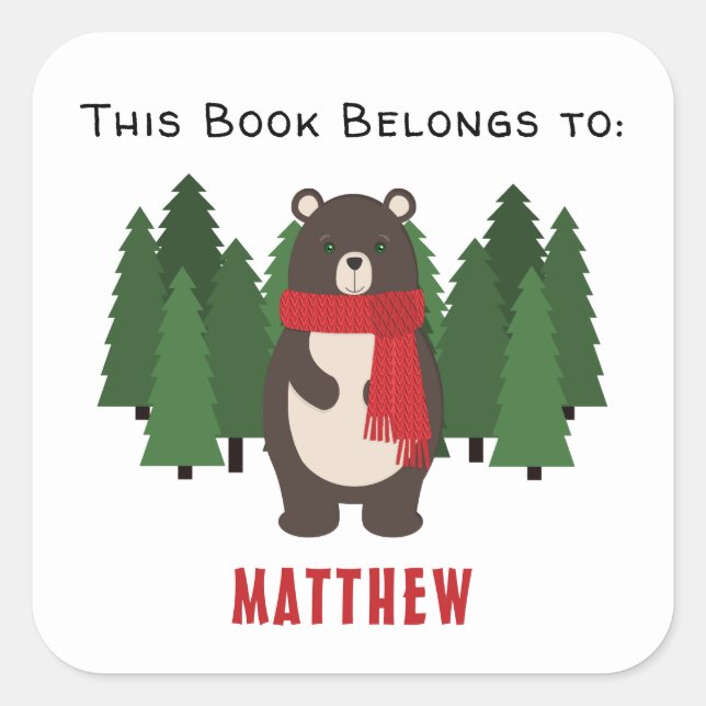Woodsy Bear Square Sticker (Front)