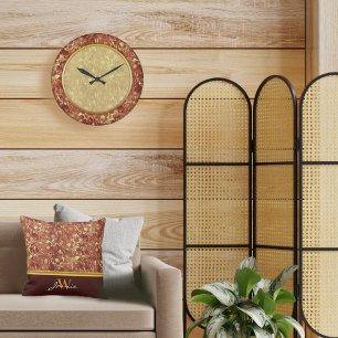 Woodsy Brown Abstract Cosmos Large Clock