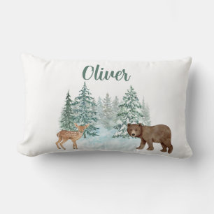 Woodsy Deer & Bear Nursery Childs bedroom  Lumbar  Cushion