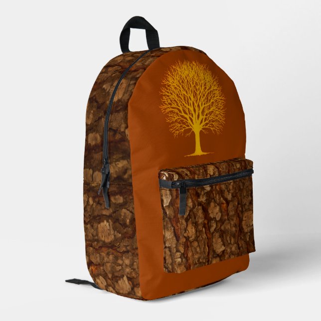 Woodsy Tree Bark Design Backpack (Back Corner Left)