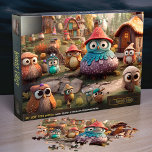 Woodsy Village. 30x20" 1014 jigsaw puzzle for kids<br><div class="desc">Woodsy village is located deep in the woods. Its villagers love to chat and play along all day. They love to read books and scrolls too. In fact, Woodsy village has the largest and oldest scrolls library in the kingdom of Owling. It is also where Geor great aunt, Owlice lives....</div>