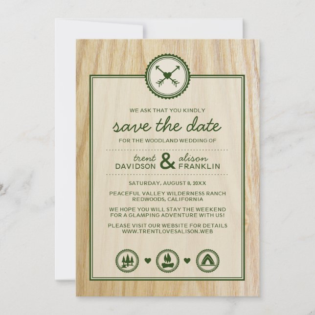 Woodsy Wedding & Glamping Save the Dates Date (Front)