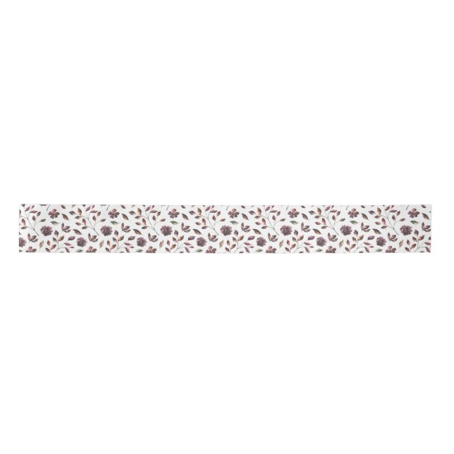 Woodsy Wine Floral Wreath Satin Ribbon (Front)