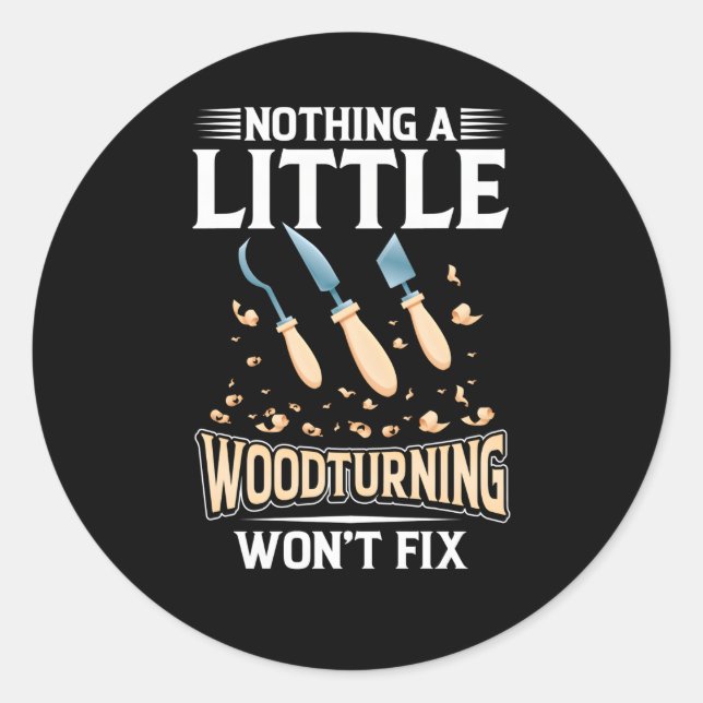 Woodturning Wood Lathe Tools Sandpaper Chisel Wood Classic Round Sticker (Front)