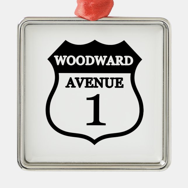 Woodward Avenue Route 1 Sign Woodward Gifts Metal Tree Decoration (Front)