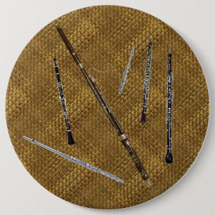 Woodwind Family on Basket Weave Look 6 Cm Round Badge