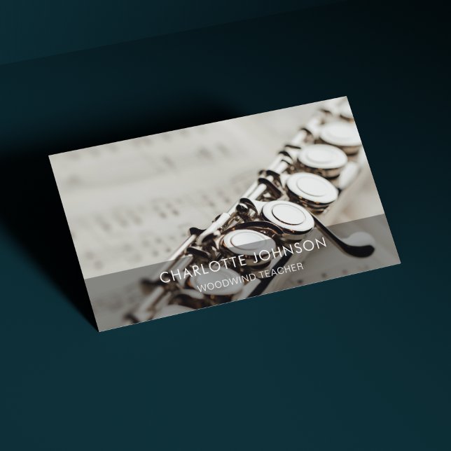 Woodwind Teacher Elegant Modern Flute Black&White Business Card (Creator Uploaded)