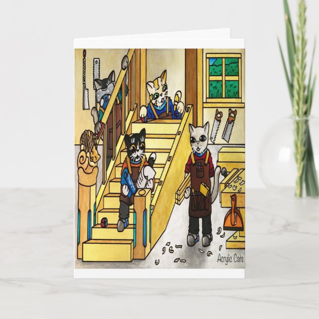 Woodwork Joinery Cats Card (Front)