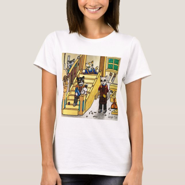 Woodwork Joinery Cats T-Shirt (Front)