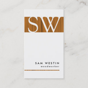 Woodworker Bold Monogram Business Card