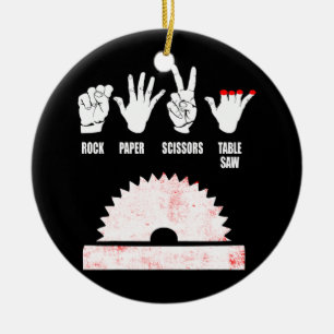 Woodworker Carpenter Rock Paper Table Saw Funny Ceramic Tree Decoration
