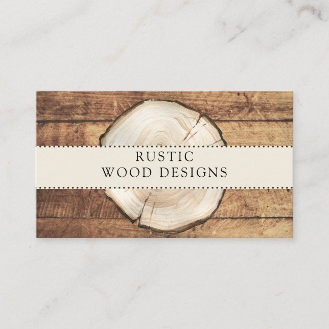 Woodworker Carpenter Rustic Wood Business Card (Front)