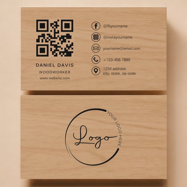Woodworker Wood Professional QR Code Business Card (Creator Uploaded)
