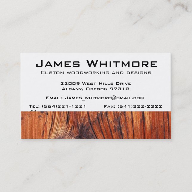 Woodworking Business Card (Front)