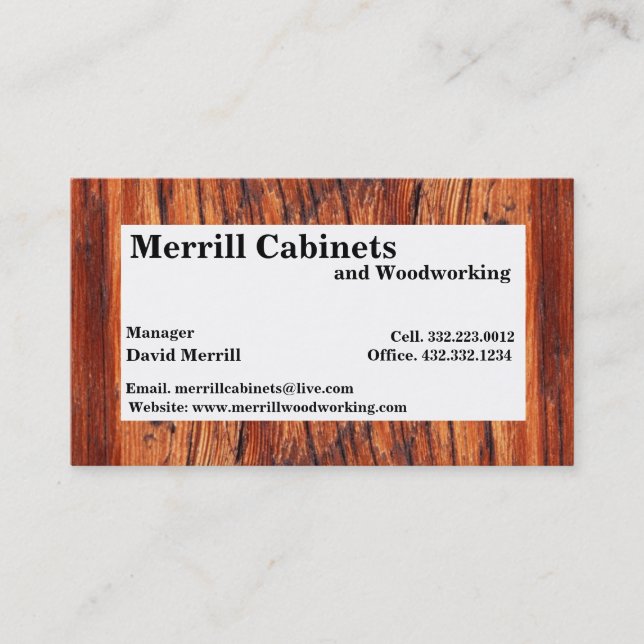 Woodworking/cabinets Business Card (Front)