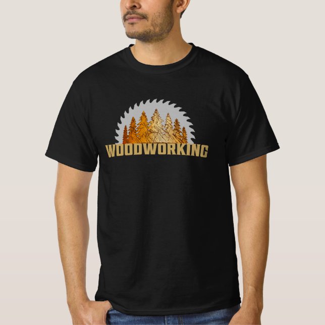 Woodworking Forest Saw Blade Design T-Shirt (Front)