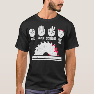 Woodworking Rock Paper Scissors Table birthday boy T-Shirt