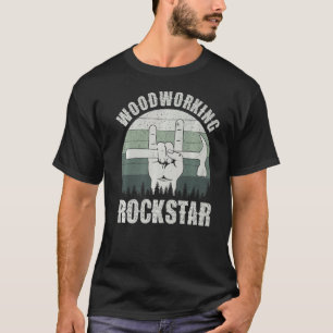 Woodworking rockstar, funny carpenter dad, retro c T-Shirt