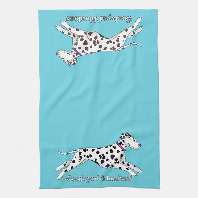 Woodwynd Dalmatians black & liver Tea Towel (Vertical)