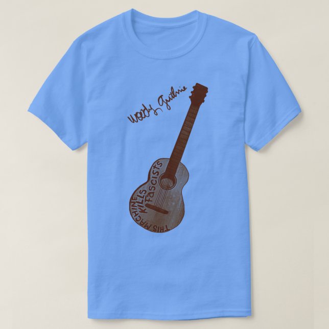 Woody Guthrie This Machine Kills Fascists Guitar F T-Shirt (Design Front)