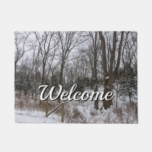 Woody Snow Day Welcome Doormat