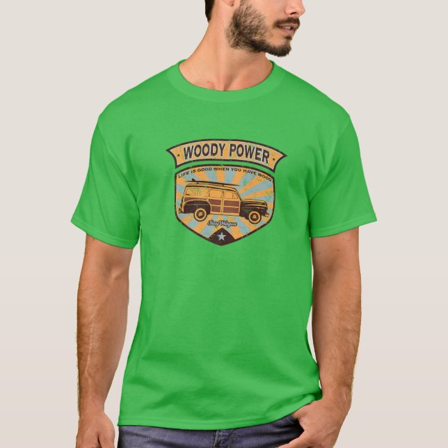 Woody Wagon  | Vintage Beach Surf Car Tee (Front)