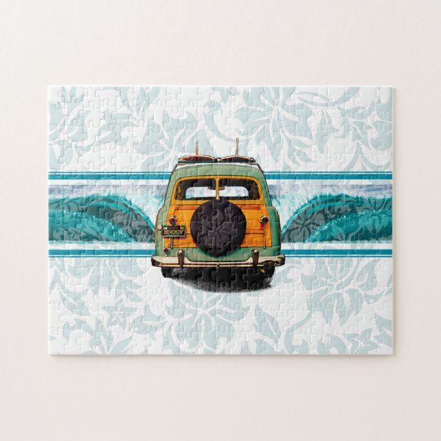 Woody Wave Hawaiian Surf Illustration Jigsaw Puzzle (Horizontal)
