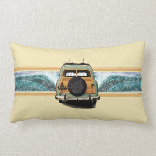 Woody Wave Surfer Hawaiian Lumbar Pillows