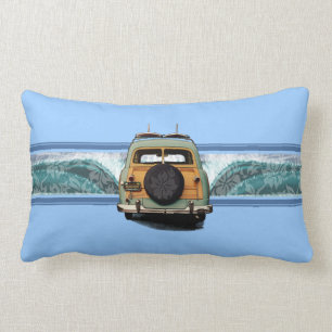Woody Wave Surfer Hawaiian Lumbar Pillows