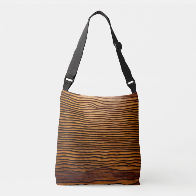 Woody Waves of Wonder - Elegant Wood Grain Modern  Crossbody Bag (Front)