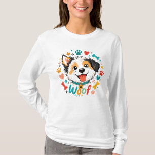 Woof Cute Puppy Face Illustration T-Shirt