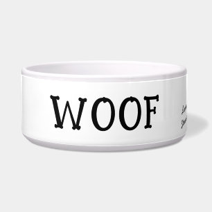 Woof Cute Text Black & White Personalised Pet