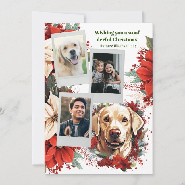 Woof-derful Labrador Retriever Family Christmas Holiday Card (Front)