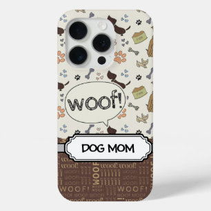 WOOF! Dog Lover - Puppies pattern personalised iPhone 15 Pro Case