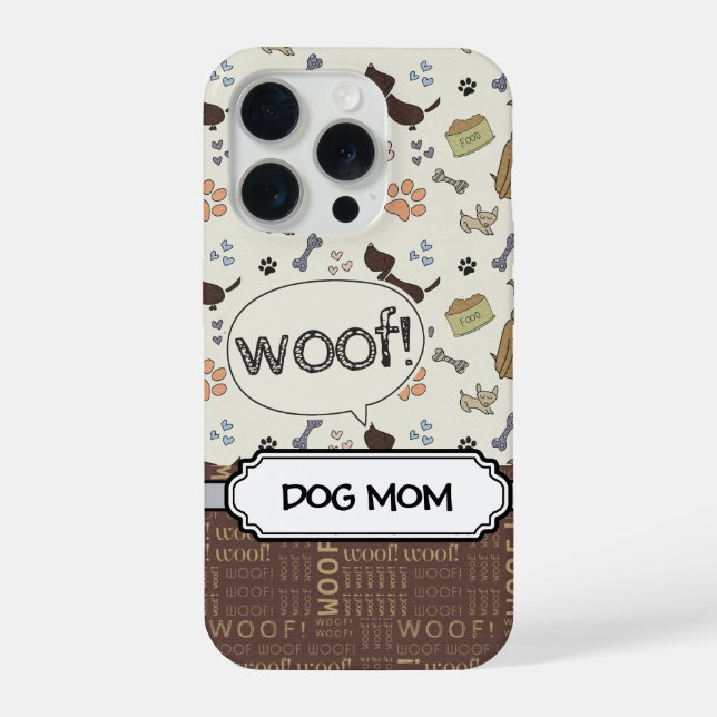 WOOF! Dog Lover - Puppies pattern personalised iPhone Case (Back)