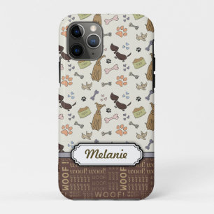 WOOF! Dog Lover - Puppies pattern personalizable Case-Mate iPhone Case
