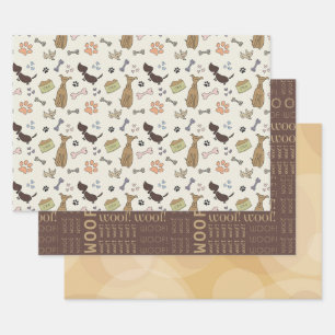 WOOF! Dog Lover - Puppies pattern Wrapping Paper Sheet