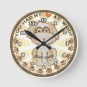 Woof Dog   Round Clock