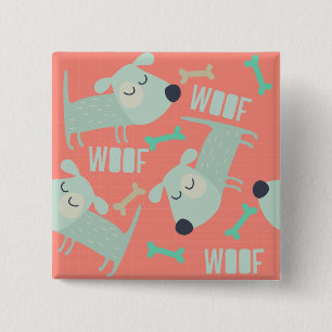 Woof Dogs and Bones 15 Cm Square Badge