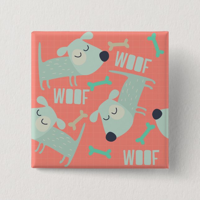 Woof Dogs and Bones 15 Cm Square Badge (Front)