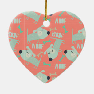 Woof Dogs and Bones Ceramic Tree Decoration